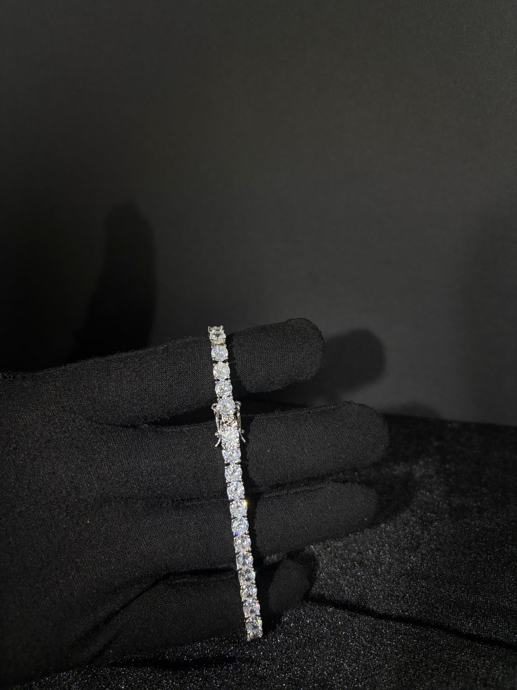 Tennis Bracelet — 4 mm in stainless steel with cubic zirconia; 8 inches
