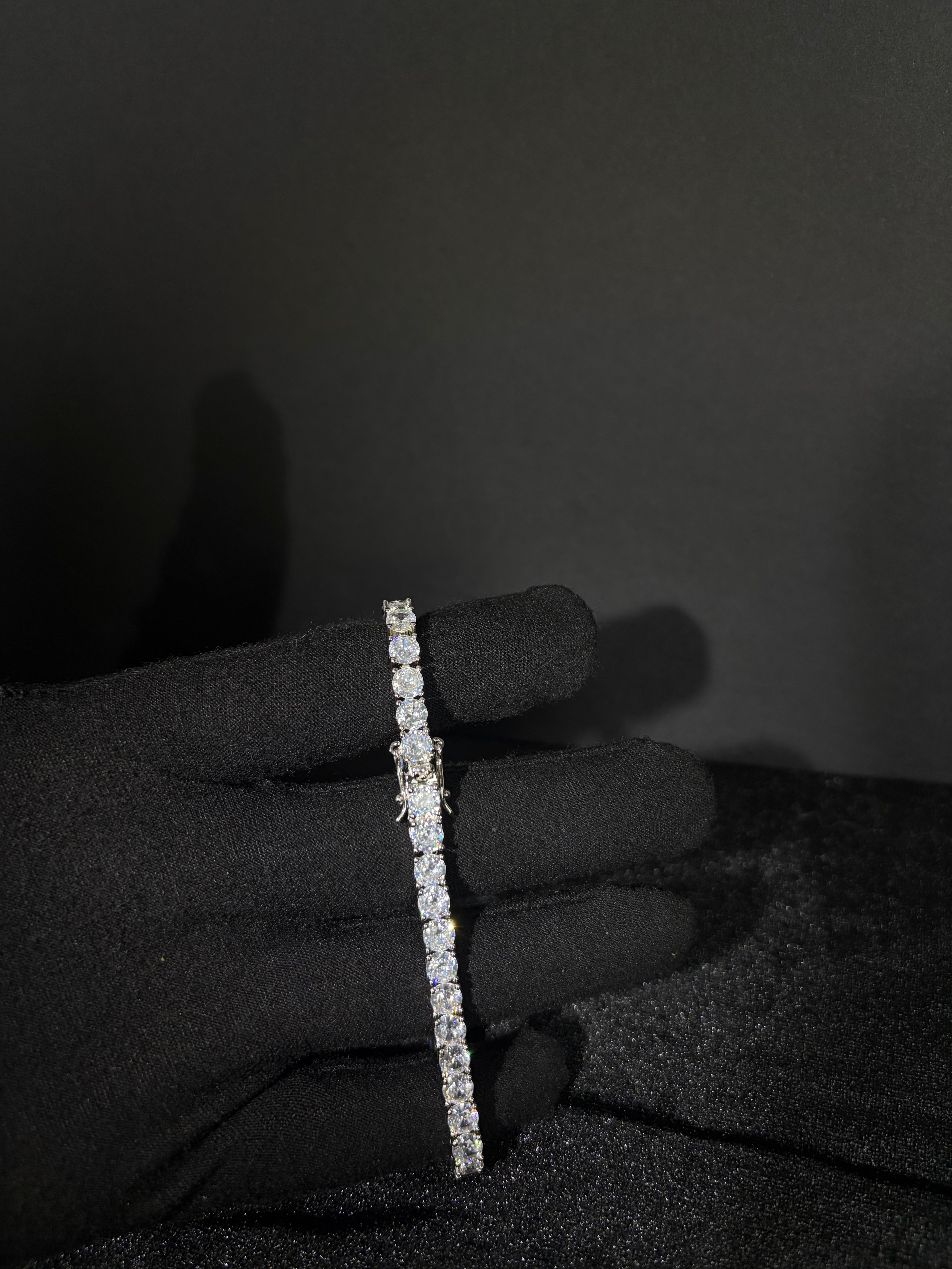 Tennis Bracelet — 4 mm in stainless steel with cubic zirconia; 8 inches