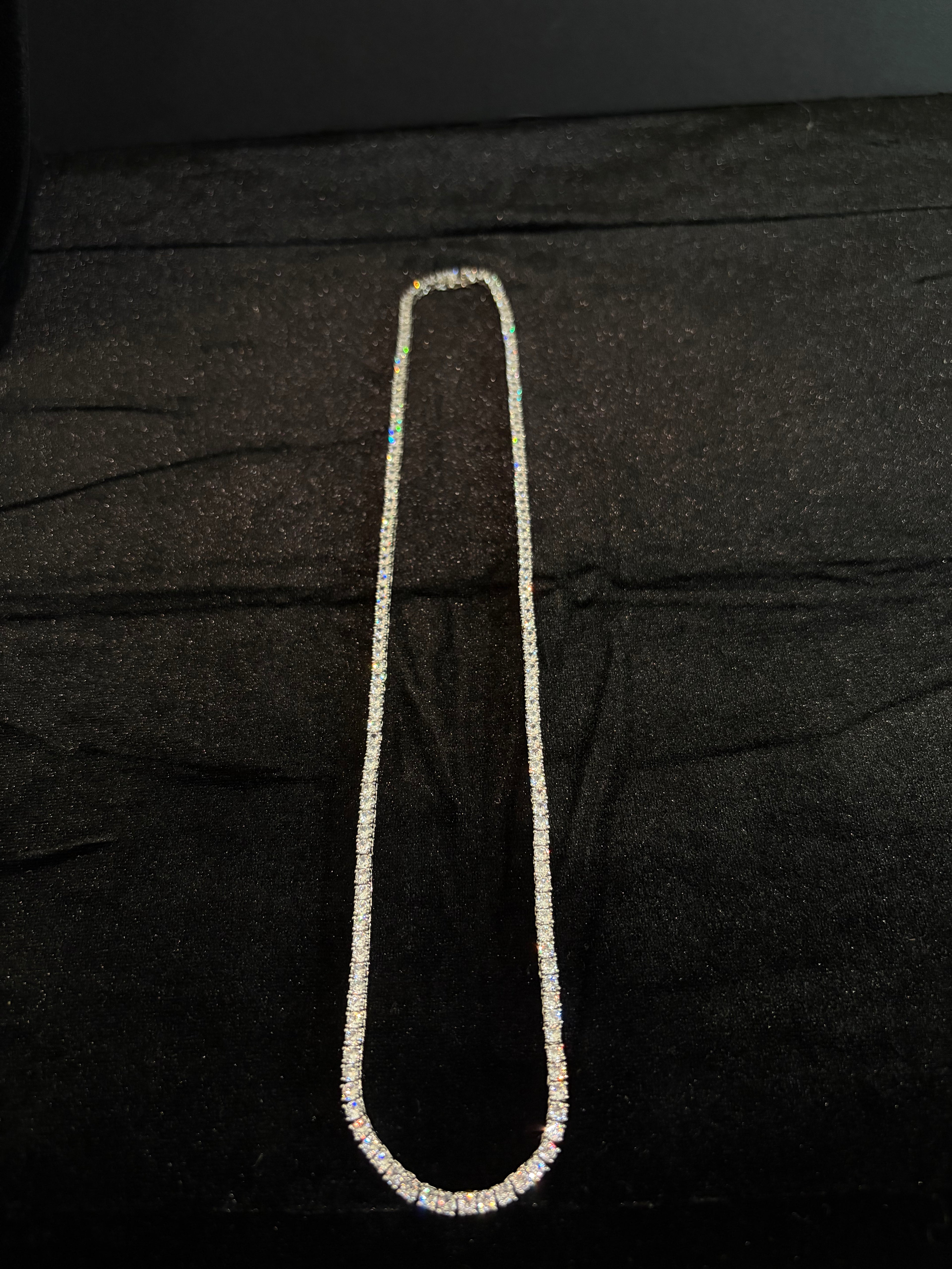 Tennis Chain — 3 mm in stainless steel with cubic zirconia; 22 inches