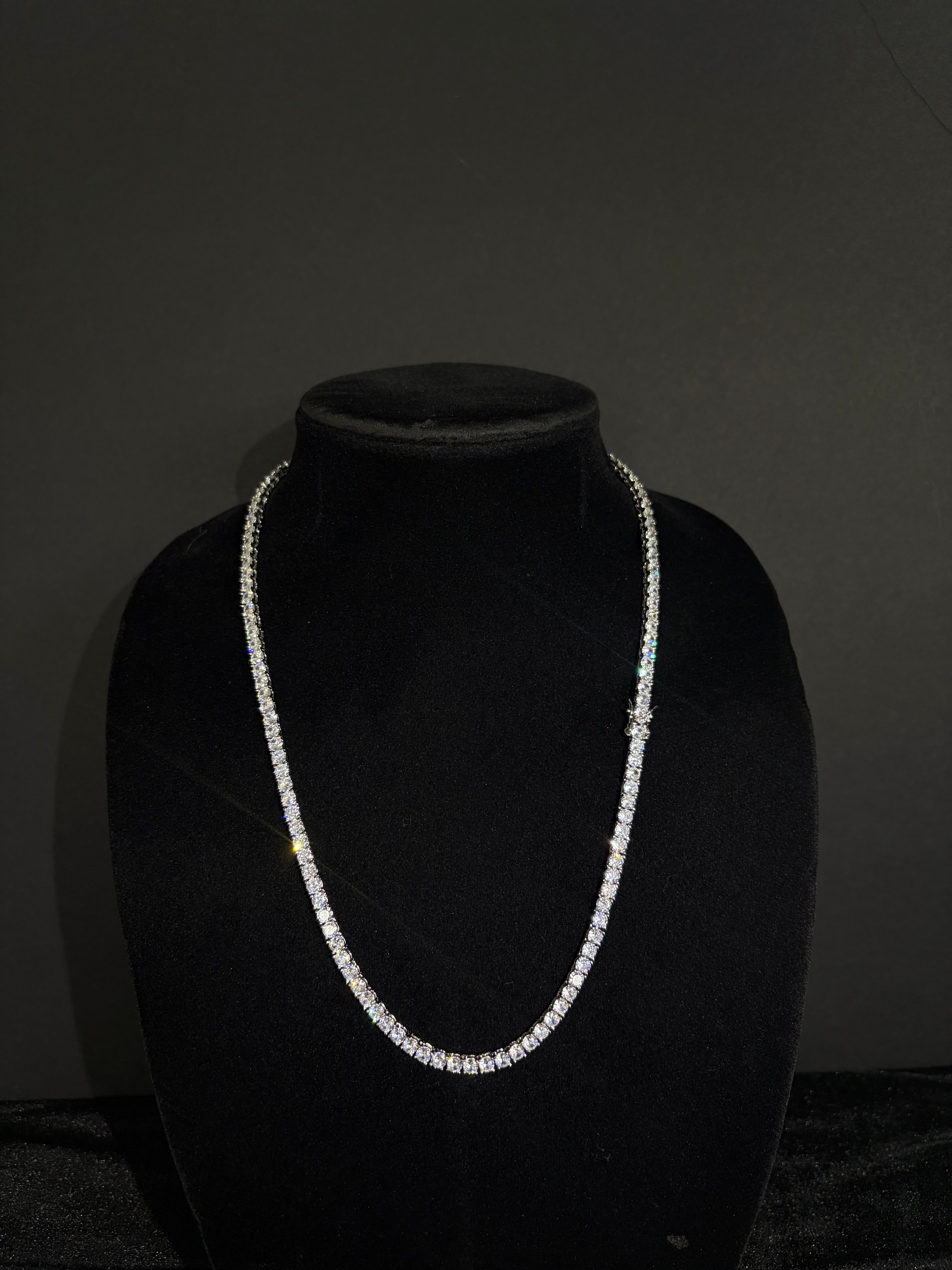 Tennis Chain — 4 mm in stainless steel with cubic zirconia; 22 inches
