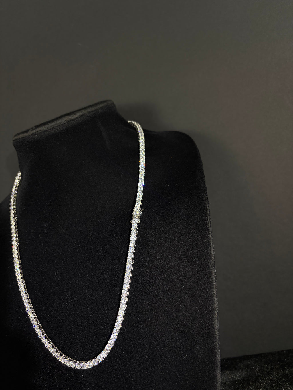 Tennis Chain — 4 mm in stainless steel with cubic zirconia; 22 inches