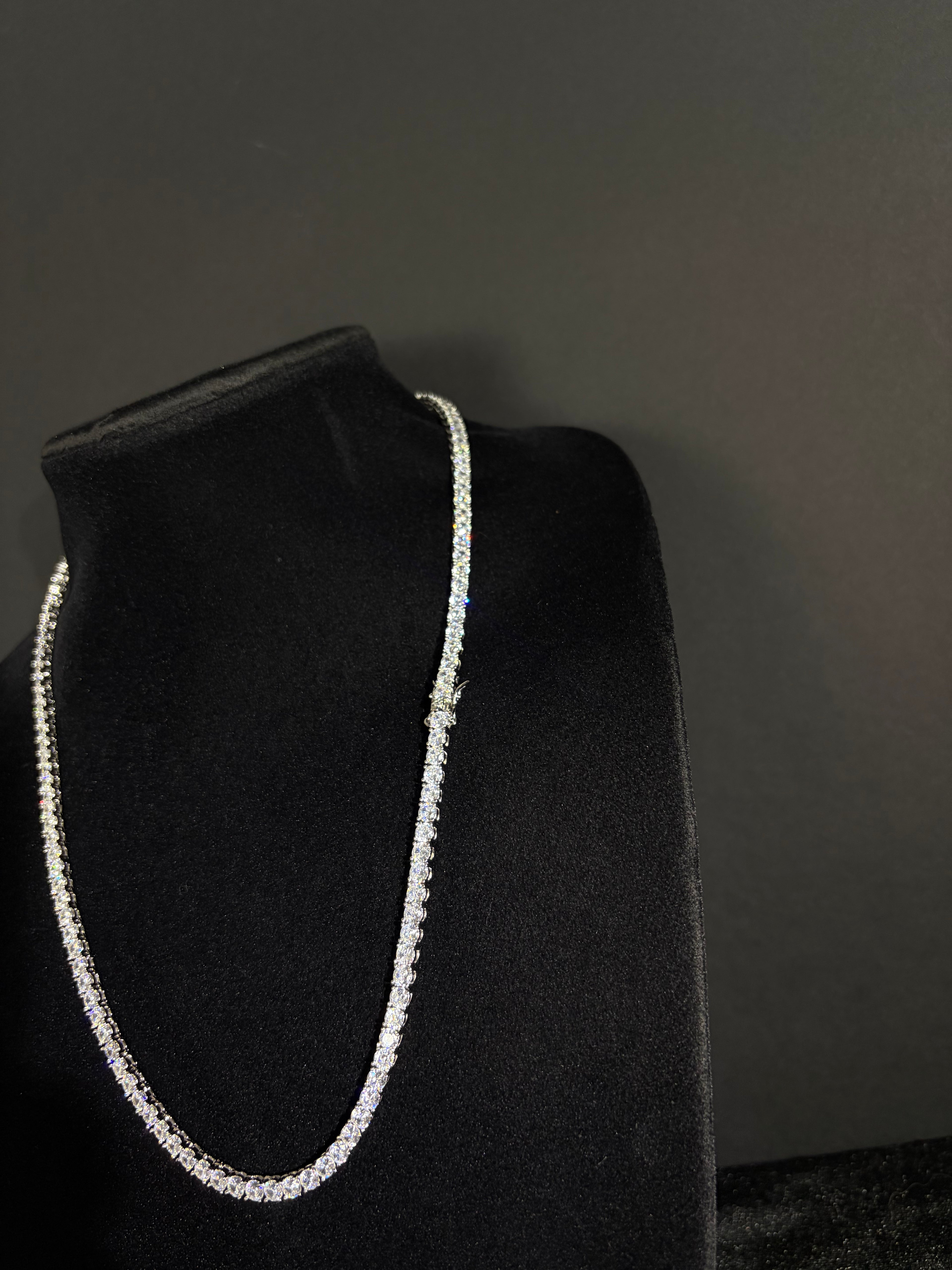 Tennis Chain — 4 mm in stainless steel with cubic zirconia; 22 inches