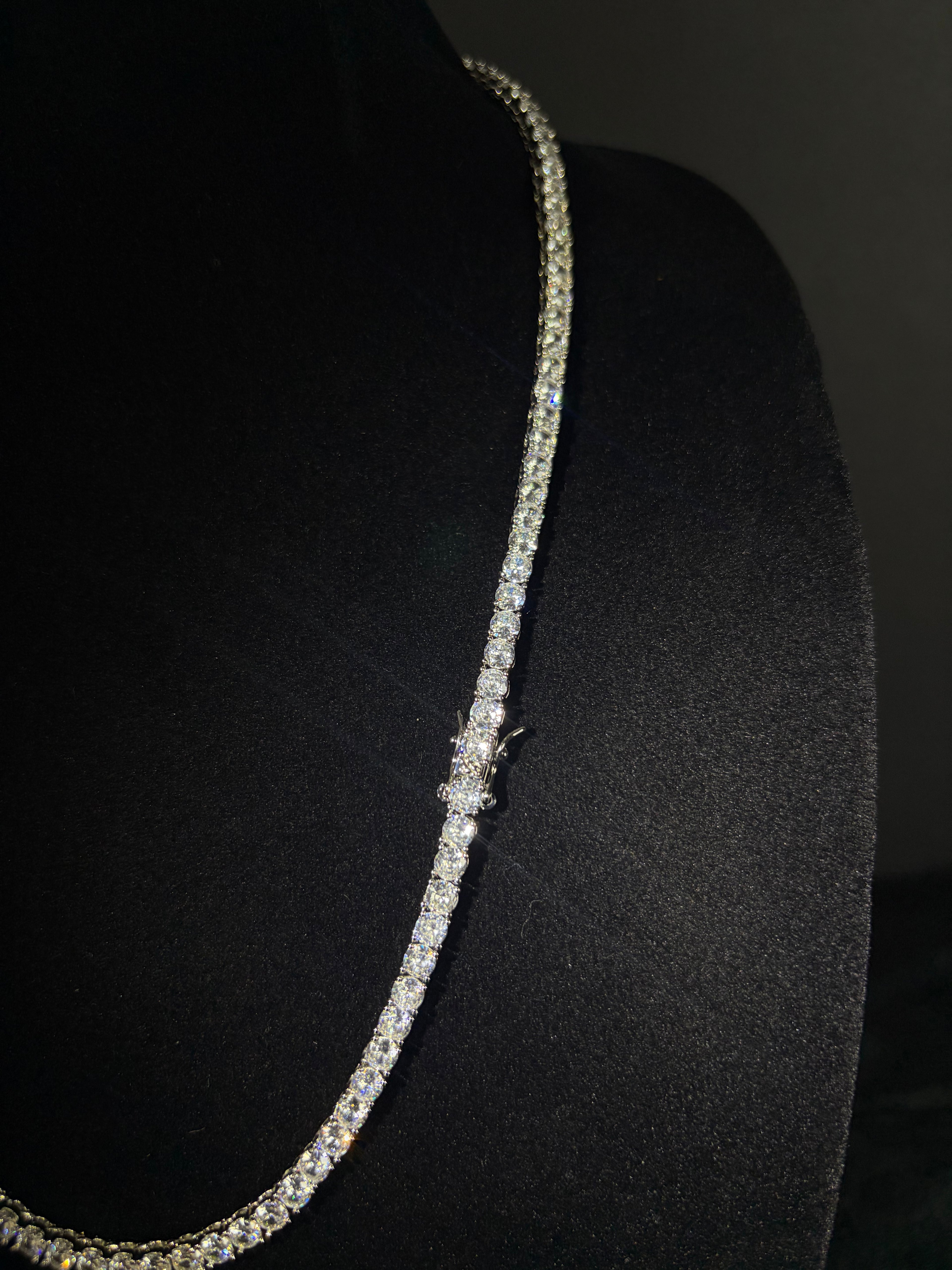 Tennis Chain — 4 mm in stainless steel with cubic zirconia; 22 inches
