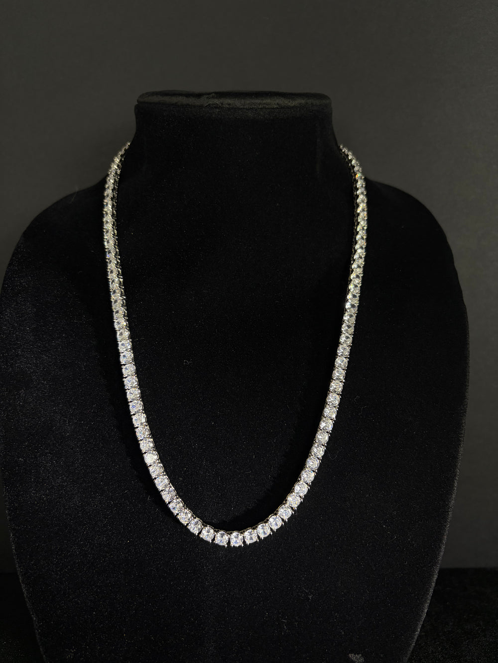 Tennis Chain — 5 mm in stainless steel with cubic zirconia; 22 inches