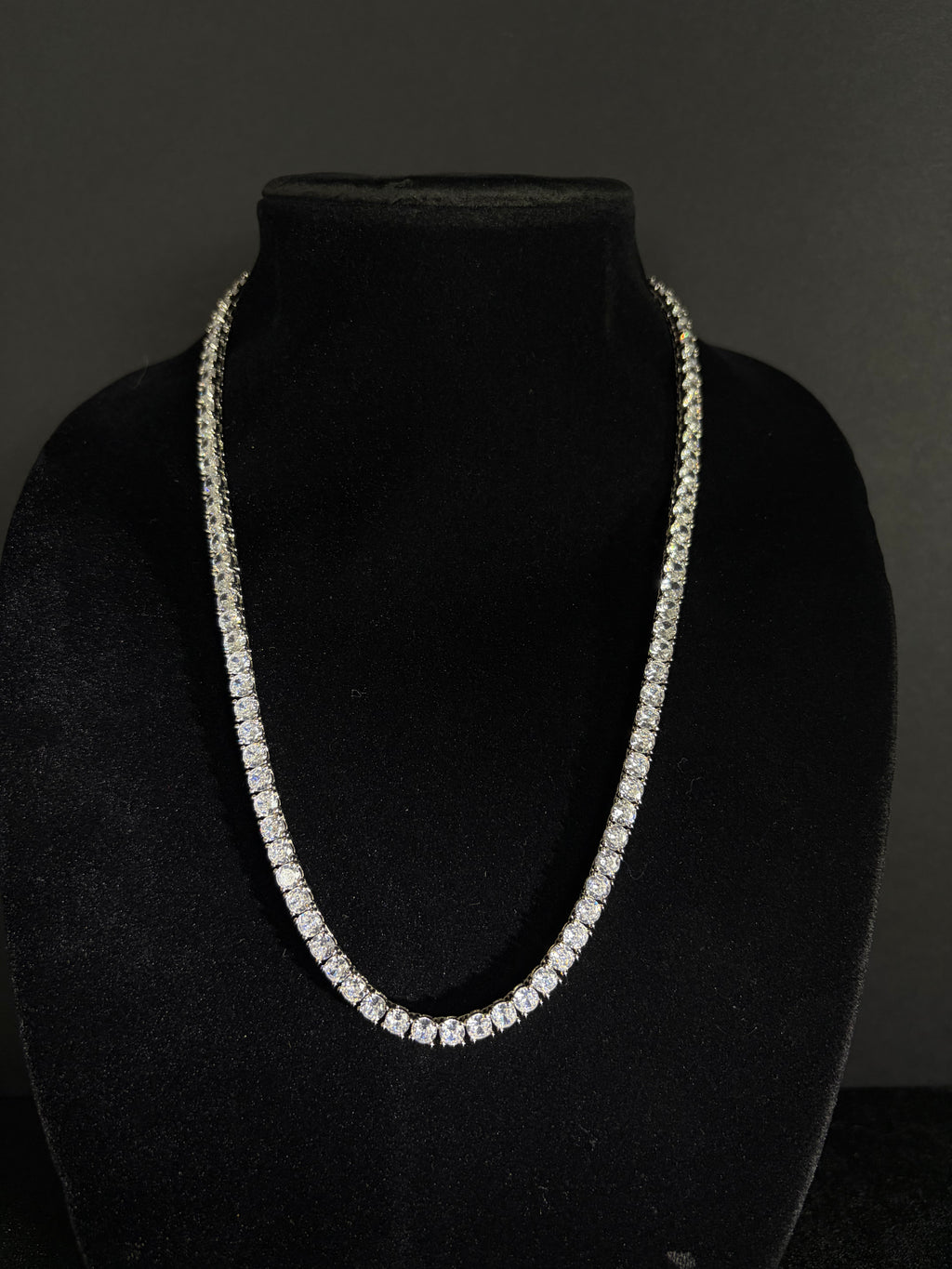 Tennis Chain — 5 mm in stainless steel with cubic zirconia; 22 inches